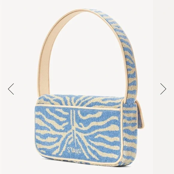 *SOLD* STAUD TOMMY BEADED BAG LIGHT BLUE CREAM - Picture 2 of 10